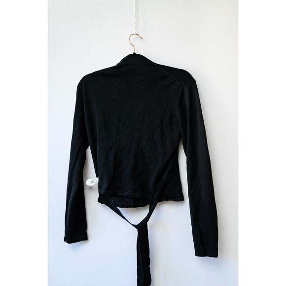 Layfayette 148 Black Silk Blend Black wrap cardigan sweater top long sleeve M - Picture 3 of 7